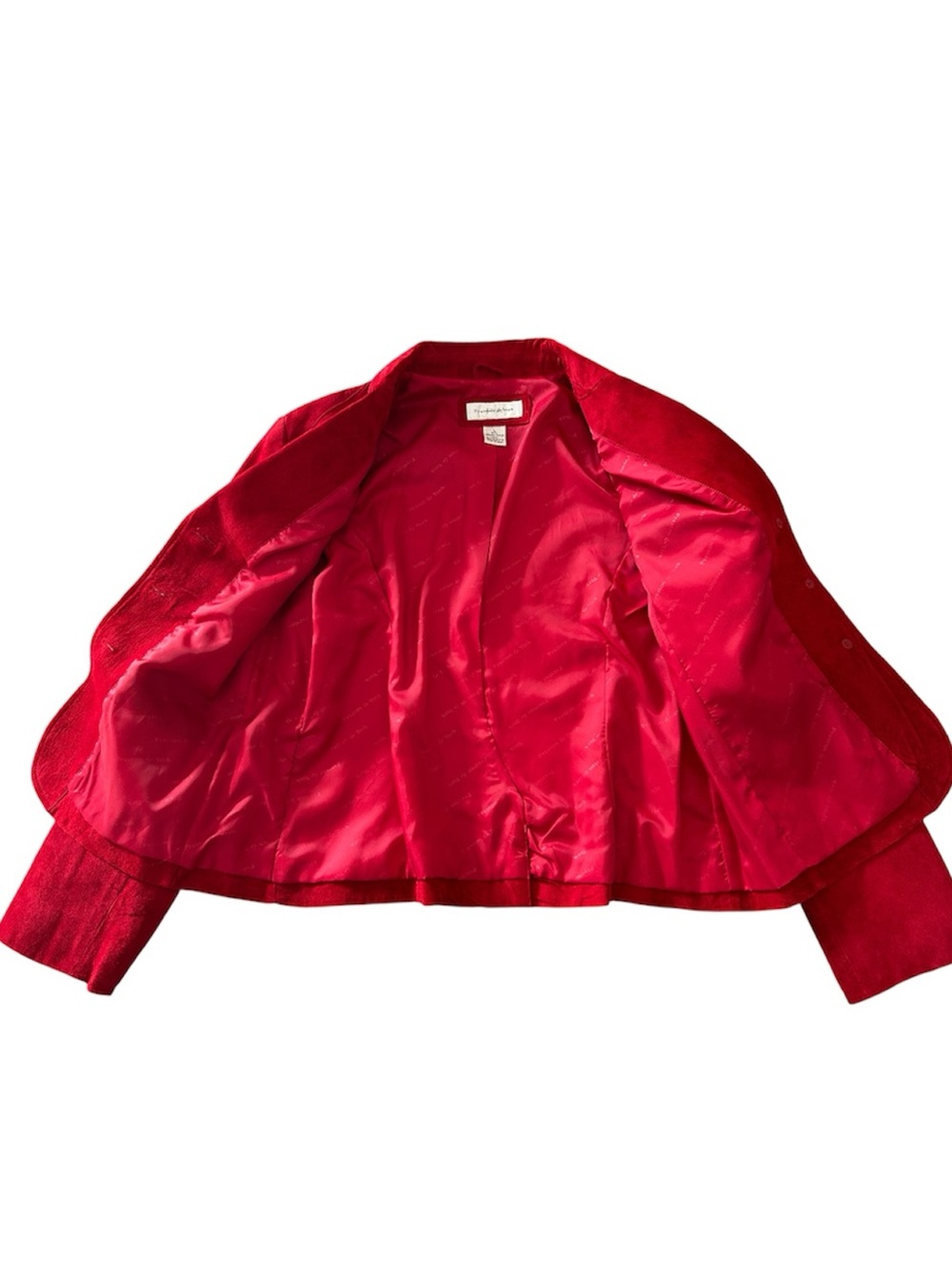 Preston & York Vintage Cherry Red Suede Leather Blazer size Large - Picture 8 of 9